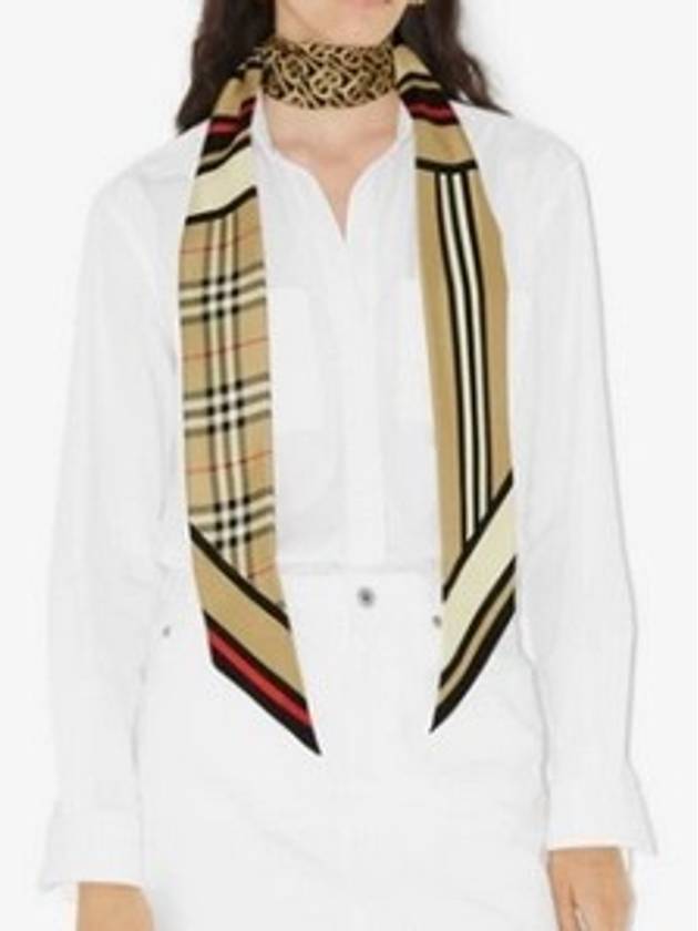 Montage Print Silk Skinny Scarf Archive Beige - BURBERRY - BALAAN.