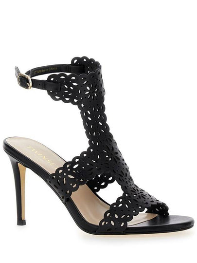 Black High Sandals With Lace-Motif In Leather Woman - TWINSET - BALAAN 2