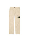 Men's Stretch Wappen Cargo Straight Pants Beige - STONE ISLAND - BALAAN.