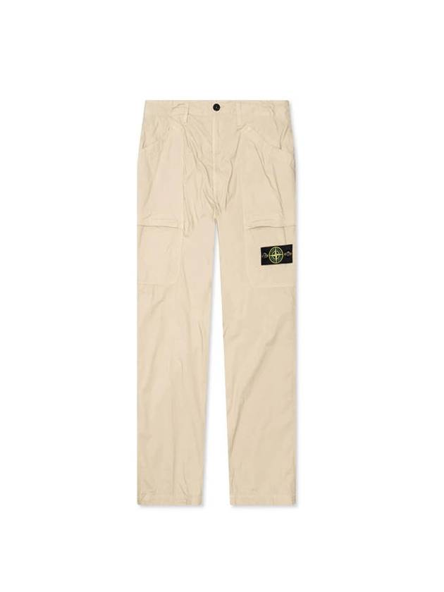 Men's Stretch Wappen Cargo Straight Pants Beige - STONE ISLAND - BALAAN.