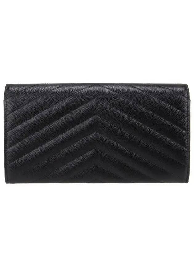 Matelasse Monogram Quilted Leather Flap Long Wallet Black - SAINT LAURENT - BALAAN.