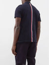 Men's Cotton Pique Center Bag Striped Short Sleeve Polo Shirt  Navy - THOM BROWNE - BALAAN 5