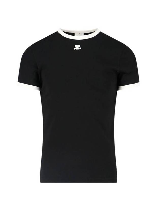 Bumpy Contrast Short Sleeve T-Shirt Black - COURREGES - BALAAN 1