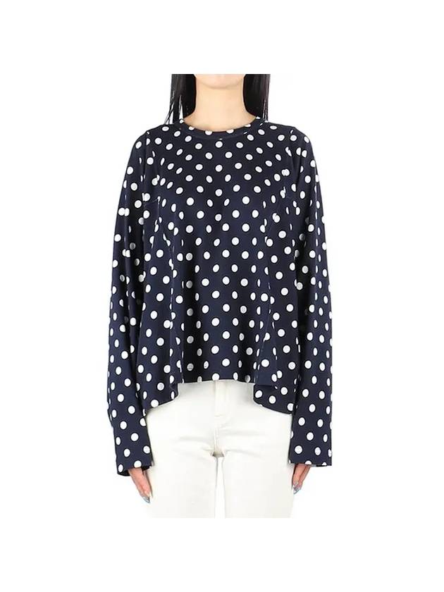 Polka Dot Long Sleeve T-Shirt Navy - COMME DES GARCONS - BALAAN 1