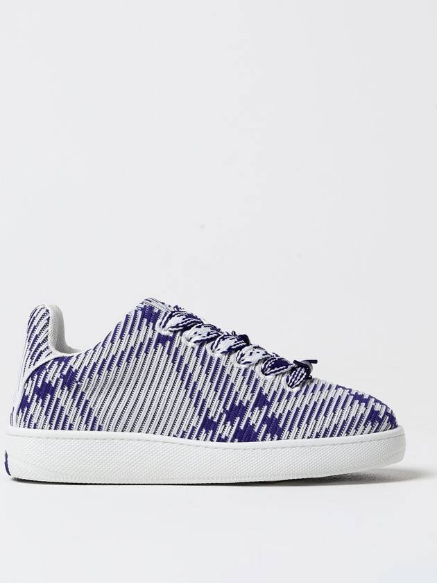 Box Check Print Leather Low Top Sneakers Royal Blue - BURBERRY - BALAAN 2