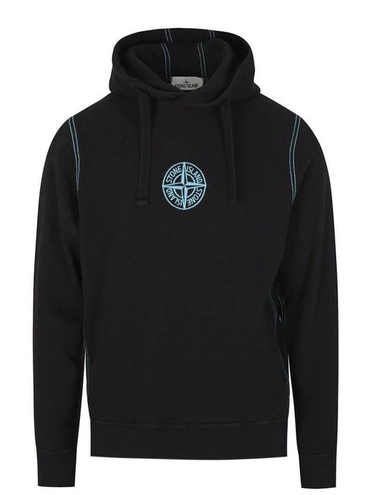 Men's Embroidered Stitch Cotton Hoodie Black - STONE ISLAND - BALAAN 1