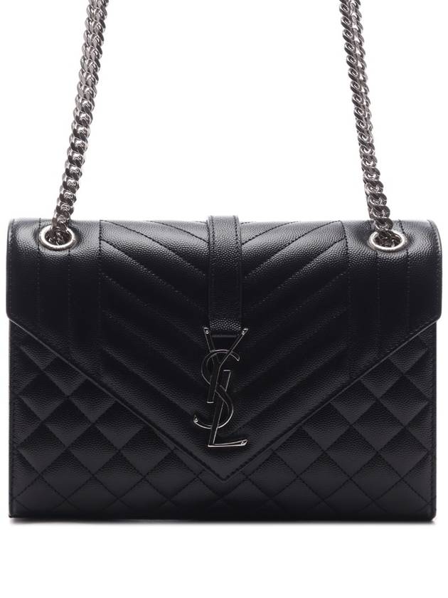 Envelope Medium Chain Bag in Mix Matelasse Grain De Poudre Embossed Leather Black - SAINT LAURENT - BALAAN 3