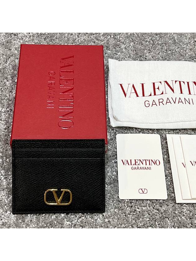 Signature V Logo Card Wallet Black - VALENTINO - BALAAN 3