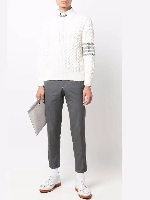 Diagonal Armband Cable Knit Top White - THOM BROWNE - BALAAN 5