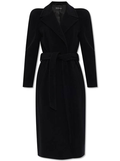 black cashmere wool blend round shoulder coat 769014TOU021000 B0560955732 - BALENCIAGA - BALAAN 2