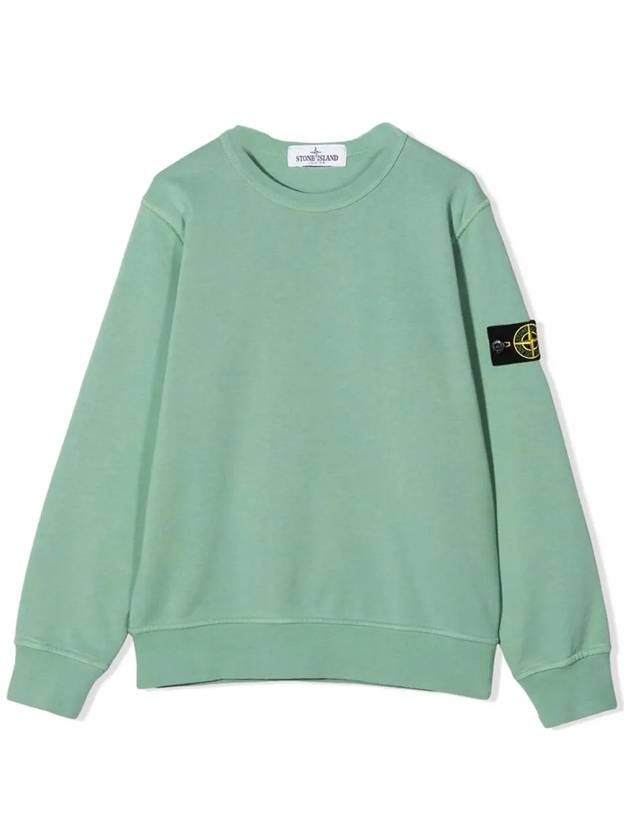 Kids Cotton Jersey Logo Wappen Sweatshirt Light Green - STONE ISLAND - BALAAN 3