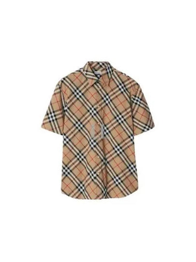 Check Cotton Long Sleeve Shirt Sand - BURBERRY - BALAAN 2