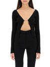 La Maille Pralu Longue Micro Charm Logo Cardigan Black - JACQUEMUS - BALAAN 3