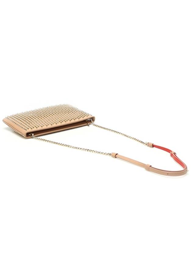 Women s Christian Louboutin 1165013 Beige Calfskin Spike LOUBIPOSH Clutch Chain Shoulder Bag gt Gangbuk used luxury goods - CHRISTIAN LOUBOUTIN - BALAAN 5