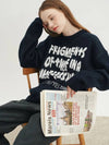 Timeless jacquard lettering knit navy white - BLONDNINE - BALAAN 2