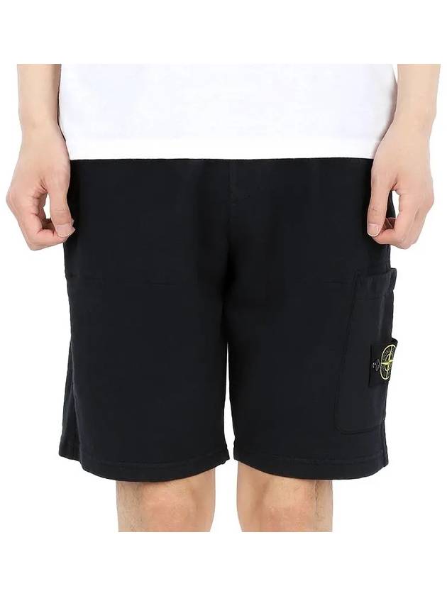 Men's OLD Treatment Logo Patch Cargo Bermuda Shorts Navy - STONE ISLAND - BALAAN 3