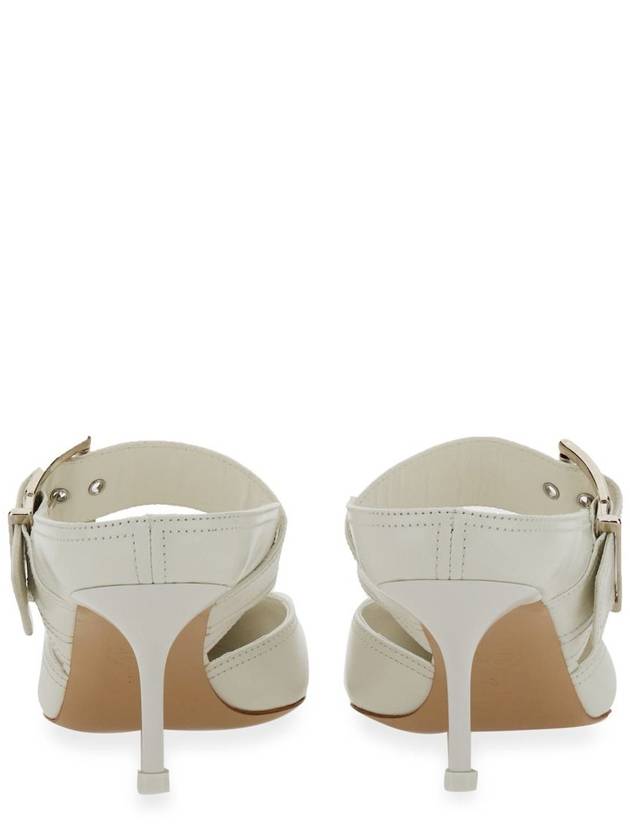 Silver Buckle Leather Mule Sandals Heel White - ALEXANDER MCQUEEN - BALAAN 4