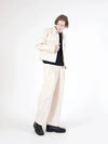 Unisex SPINPT BE One Tuck Wide Denim Pants Beige - CHANCE'S NOI - BALAAN 3