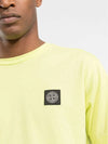 Logo Patch Short Sleeve T-Shirt Neon Yellow - STONE ISLAND - BALAAN 4