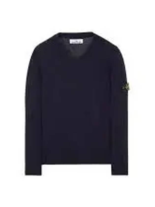 Wappen Patch V Neck Knit Top Navy - STONE ISLAND - BALAAN 2