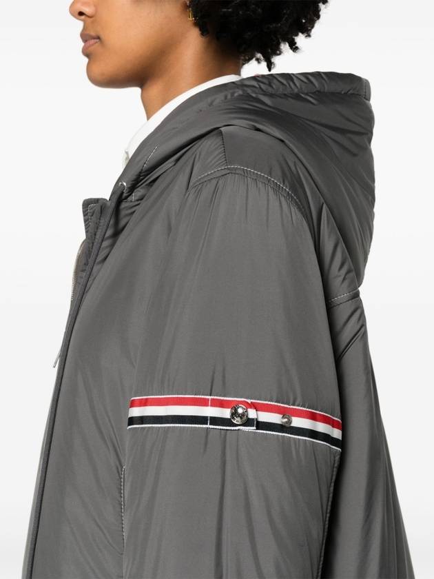 Ultra Light Nylon Tech Down Fill Armband Shirt Hem Hooded Jacket Grey - THOM BROWNE - BALAAN 7