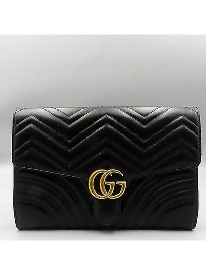 498079 Black color leather Marmont matelass clutch - GUCCI - BALAAN 2