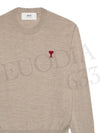 Heart Embroidered Logo Crew Neck Knit Top Beige - AMI - BALAAN 3