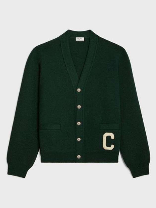 Paris Logo Patch Wool Cardigan Forest - CELINE - BALAAN 3