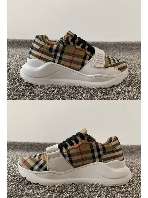 Check Velcro Cotton Canvas Sneakers 40 5 255 - BURBERRY - BALAAN 4