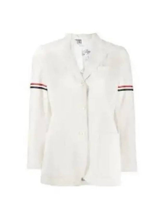 Women's RWB Tab Crop Sleeve Blazer Jacket Natural White - THOM BROWNE - BALAAN 2