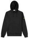 Wappen Patch Brushed Cotton Fleece Hoodie Black - STONE ISLAND - BALAAN 2