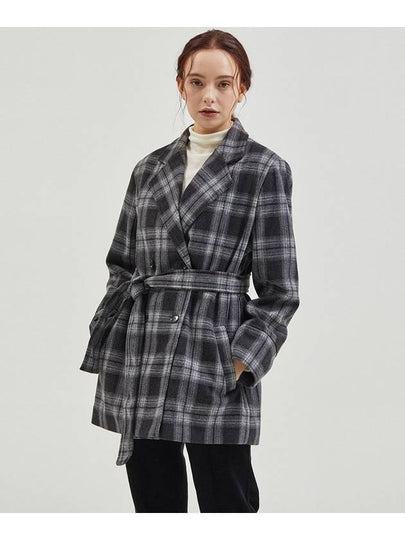 Wool Check Double Coat Black - MANAVIS7 - BALAAN 2