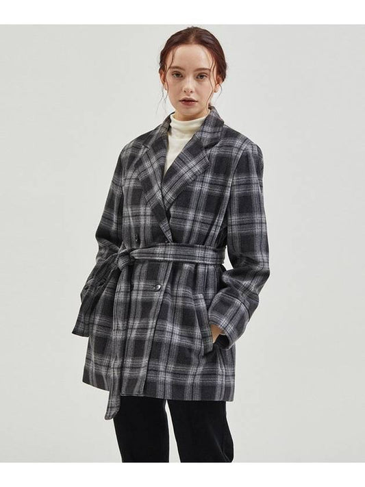 Wool Check Double Coat Black - MANAVIS7 - BALAAN 1