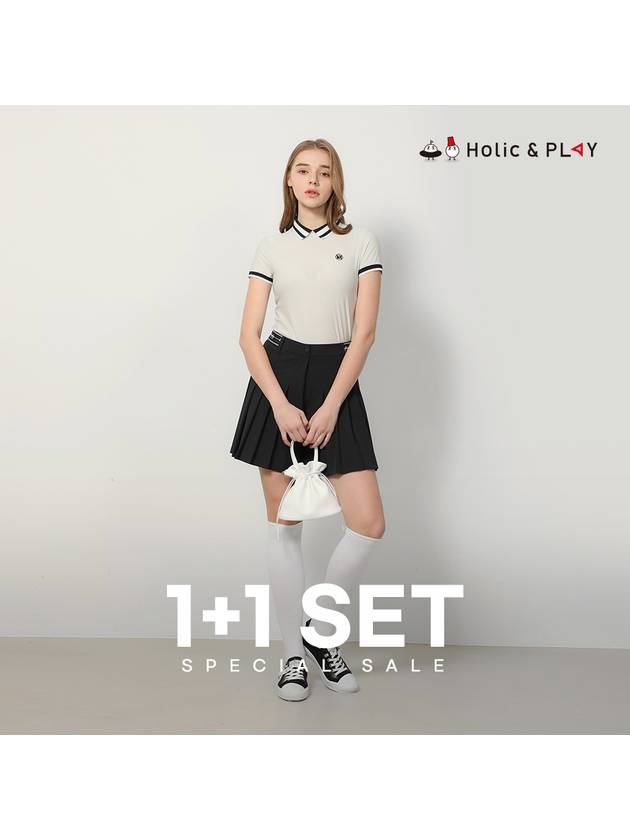 SET Women s Line T Shirt Mini Pleated Shorts - HOLIC&PLAY - BALAAN 1