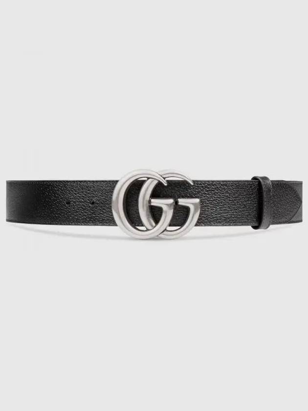 GG Marmont Double Buckle Belt Black Silver - GUCCI - BALAAN 2