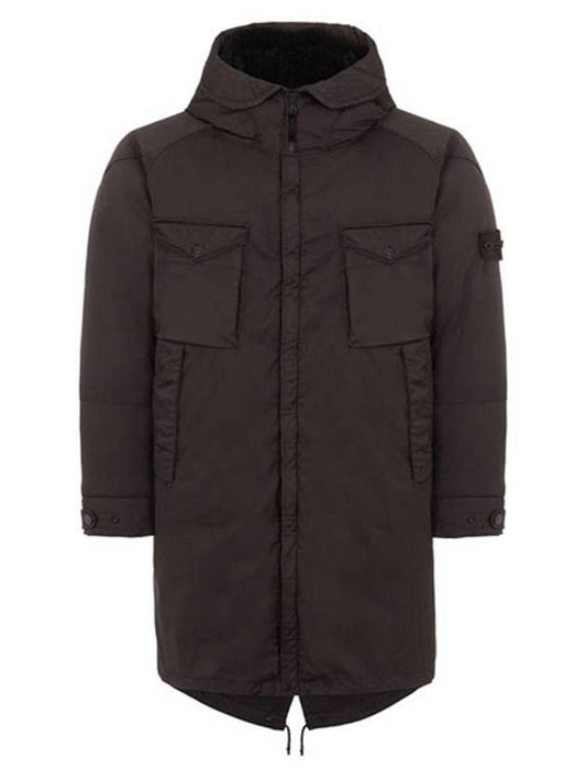 Wappen Stretch Wool Nylon Long Parka Brown - STONE ISLAND - BALAAN 1