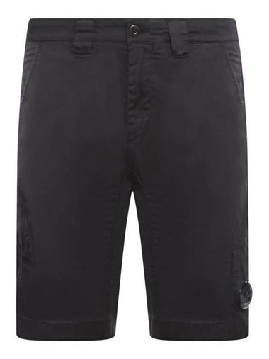 Stretch Sateen Utility Shorts Black - CP COMPANY - BALAAN 1