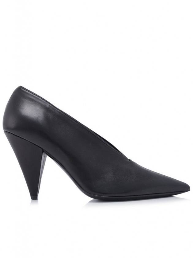 Women's V Neck Soft Pumps Heel Black - CELINE - BALAAN 3