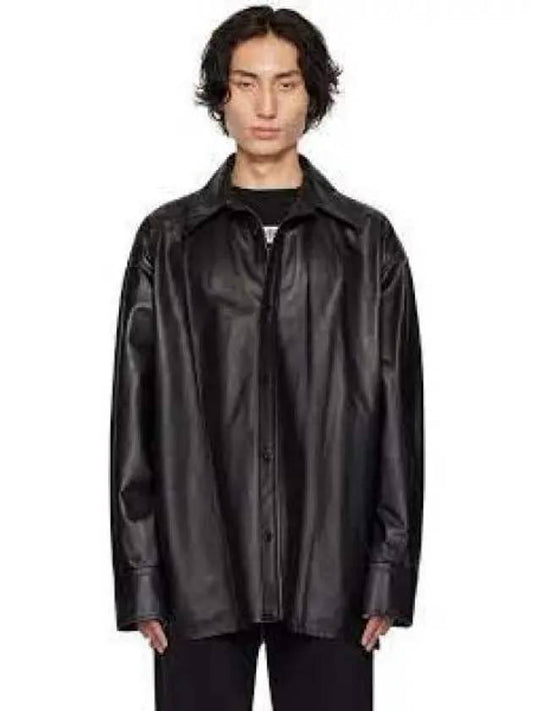 Pinched Seam Leather Shirt Jacket Black - MAISON MARGIELA - BALAAN 2