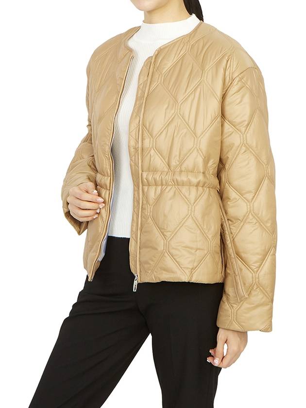 Women's Quilted Recycled Nylon Down Zip-Up Jacket Beige - GANNI - BALAAN 9