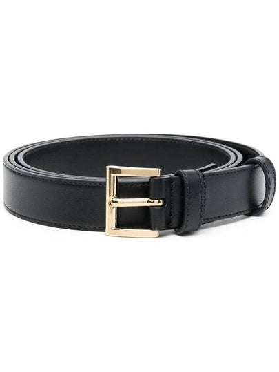 Women's Gold Triangle Logo Leather Belt Black - PRADA - BALAAN 2