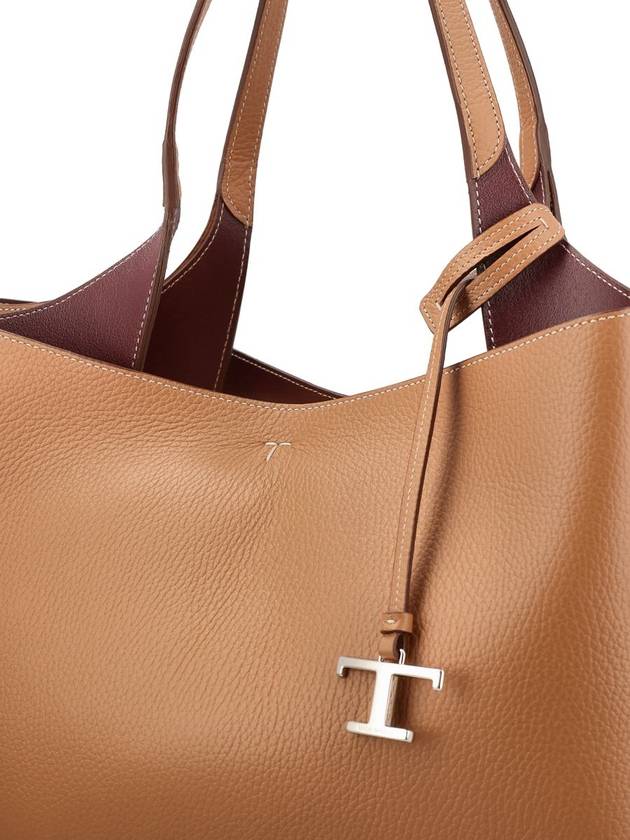 Logo Leather Medium Tote Bag Brown - TOD'S - BALAAN 5