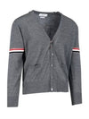 Stripe Armband Merino Wool Cardigan Grey - THOM BROWNE - BALAAN 4