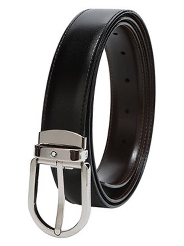 Men's Buckle 30mm Reversible Leather Belt Black Brown - MONTBLANC - BALAAN 7