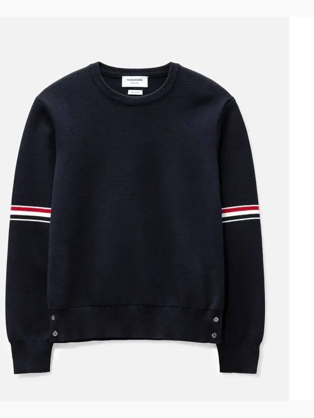 Men's Milan Stitch Armband Crew Neck Knit Top Navy - THOM BROWNE - BALAAN 3