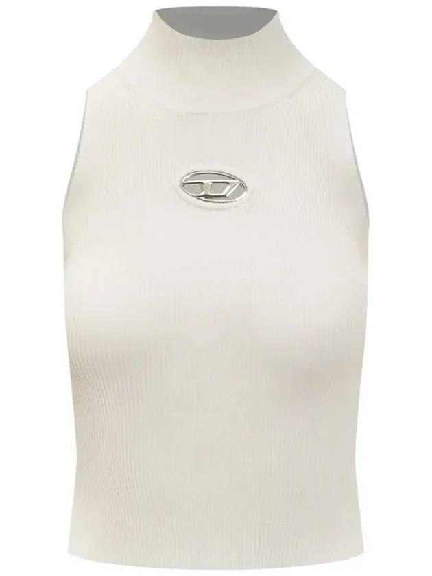 Ribbed Knit Turtleneck Sleeveless White - DIESEL - BALAAN 3