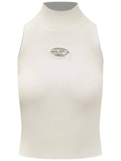 Ribbed Knit Turtleneck Sleeveless White - DIESEL - BALAAN 2