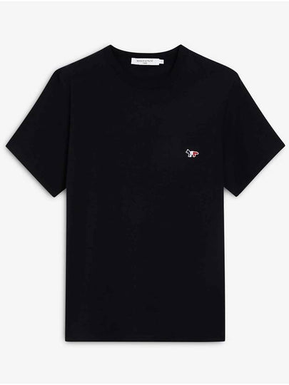 Tricolor Fox Patch Classic Pocket Short Sleeve T-Shirt Black - MAISON KITSUNE - BALAAN 2