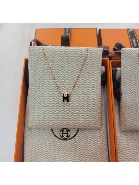 Mini Pop H Pendant Rose Gold & Noir - HERMES - BALAAN 2