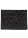 Logo Plaque Leather Card Wallet Black - SAINT LAURENT - BALAAN 3